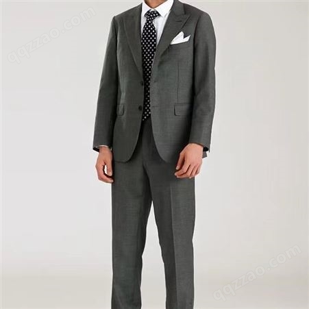 高支数澳洲纯羊毛 结婚新郎西服套装灰色礼服西装男士商务西装